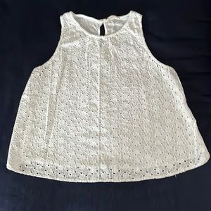Elodie girls XL sleeveless Eyelet Crop top with silky rayon back & button loop